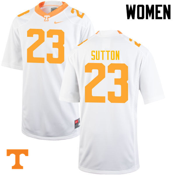 Women #23 Cameron Sutton Tennessee Volunteers College Football Jerseys-White - Click Image to Close
